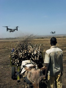 Malian boy watches CV-22s
