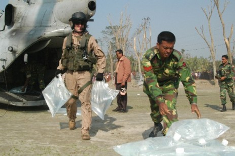 U.S. Marines delivering fresh water in Bangladesh