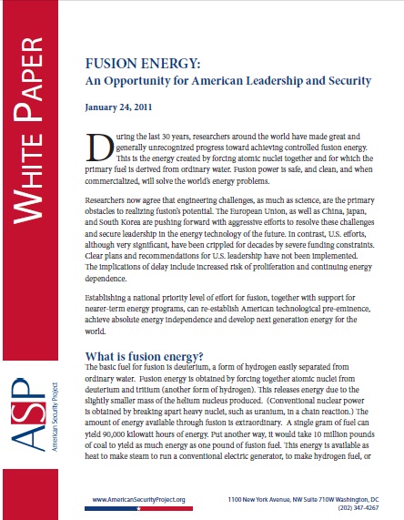 [REPORT] Fusion Energy: An Opportunity for American Leadership and Security