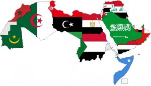 Map of the Arab World with flags