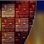 Silicon wafer etched in the computer chip manufacturing process